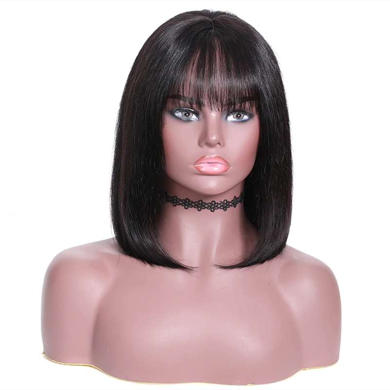 Brazilian Hair Double Drawn Straight Bob Wig With Bang - 图片 3